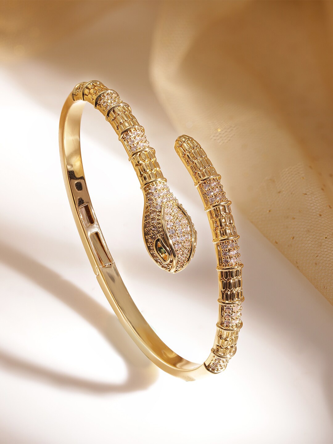 

Rubans Voguish Gold Plated CZ Stone-Adorned Serpent Bracelet