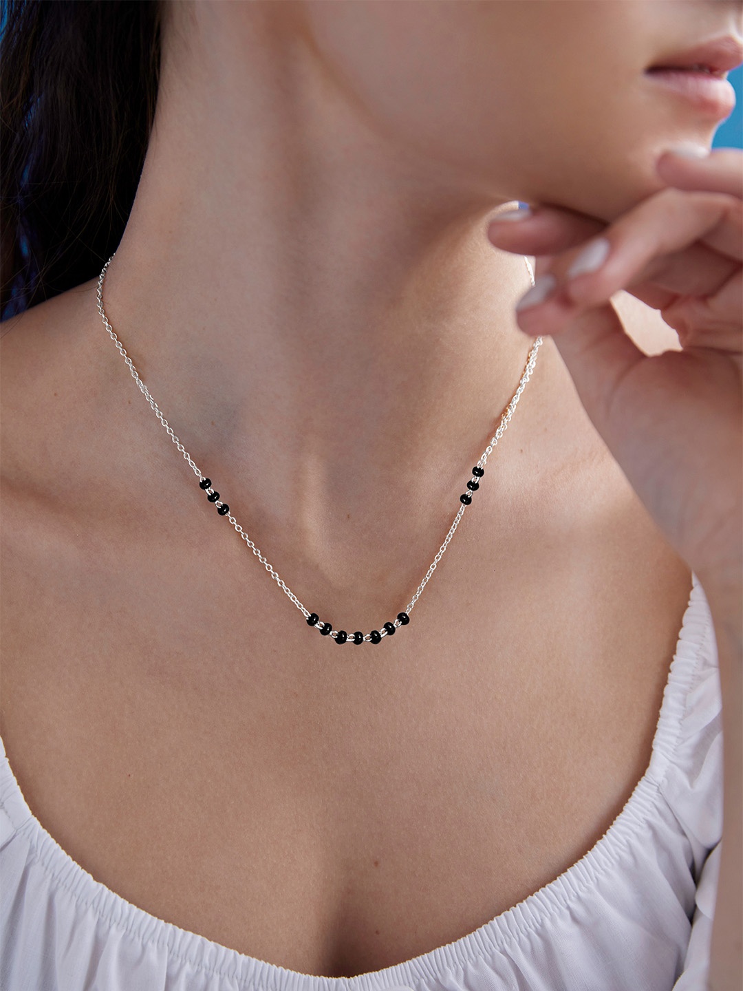 

MINUTIAE Silver-Plated Crystals Mangalsutra