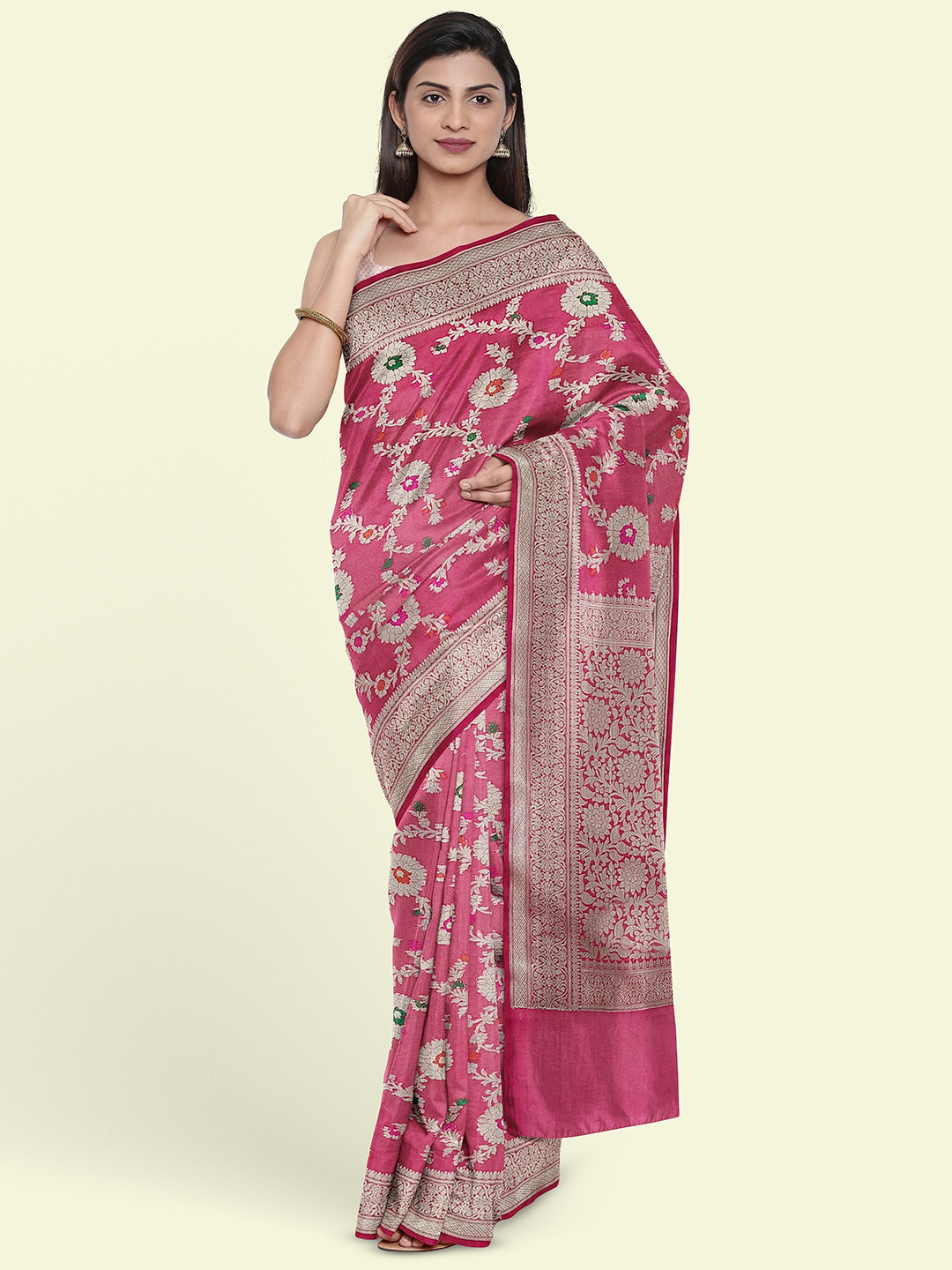 

Muskan Fashion Woven Design Zari Poly Georgette Banarasi Saree, Red