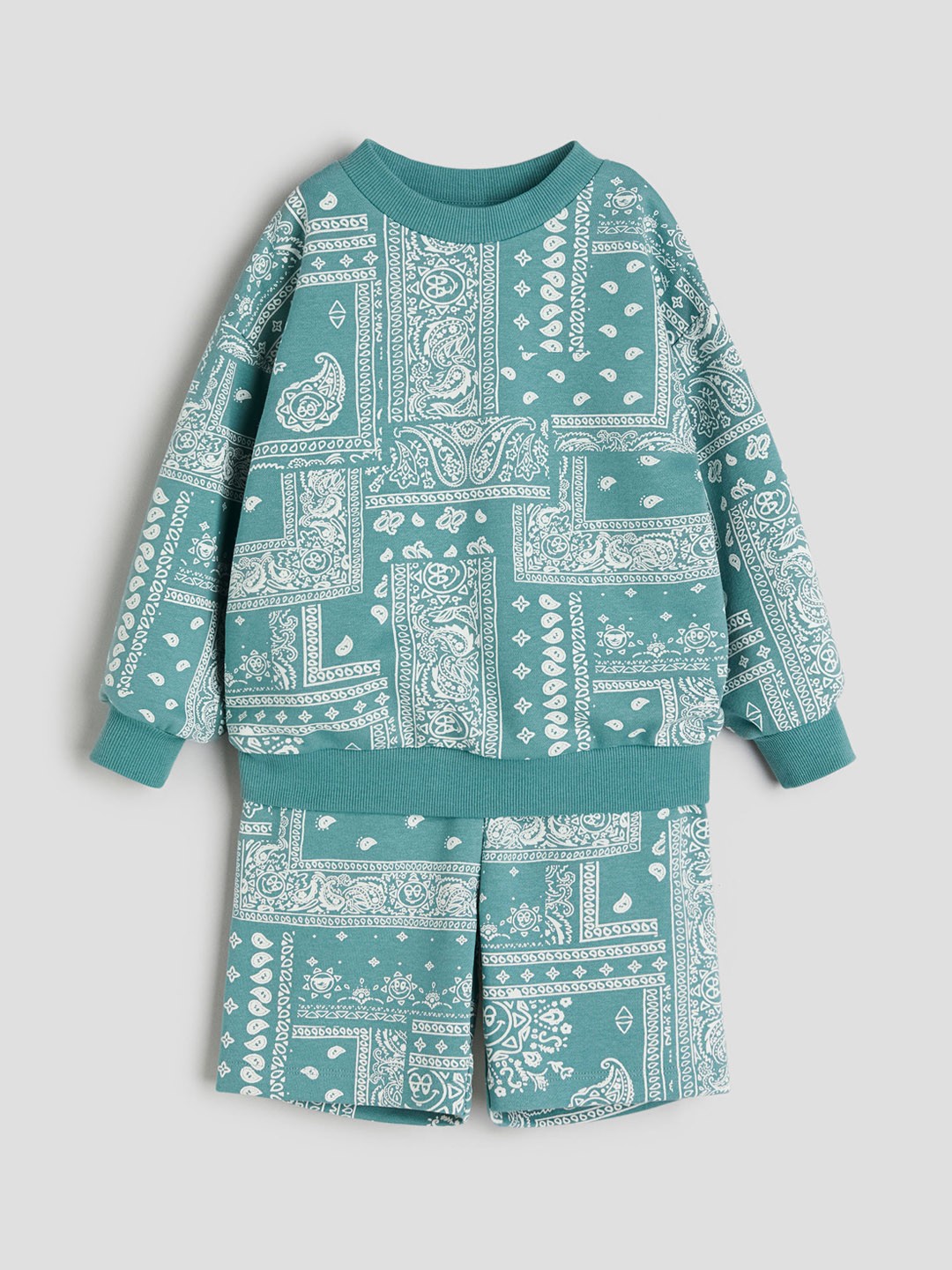 

H&M Boys 2-Piece Printed Sweatshirt Set, Turquoise blue