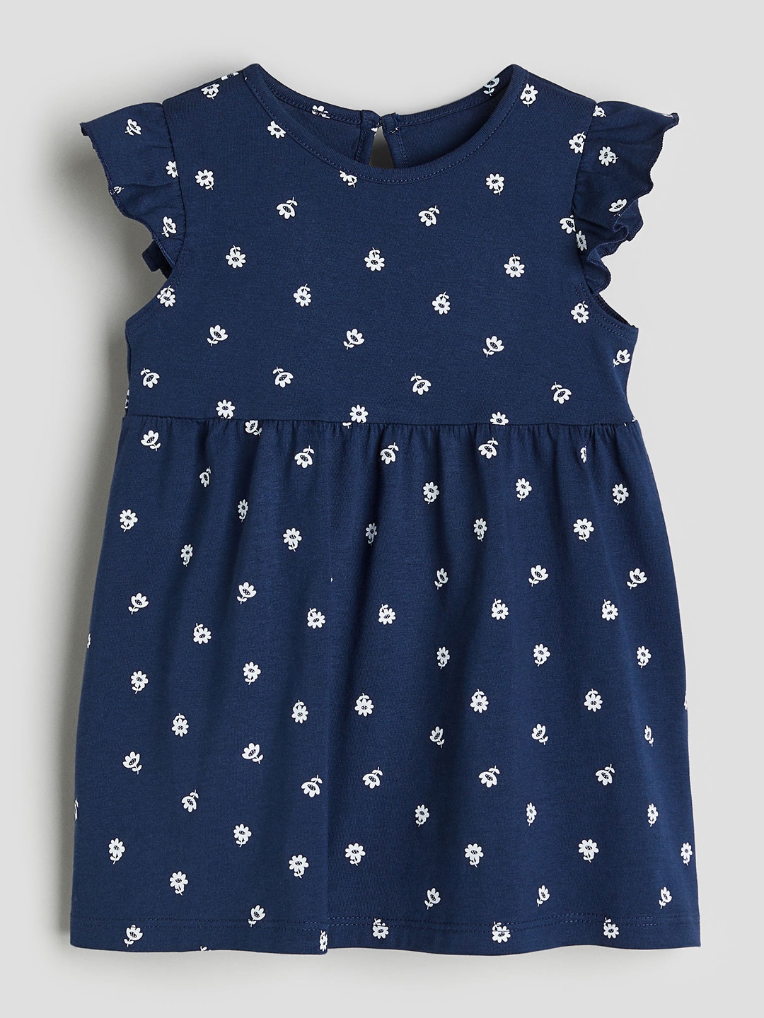 

H&M Girls Cotton Flounce-Trimmed Jersey Dress, Blue
