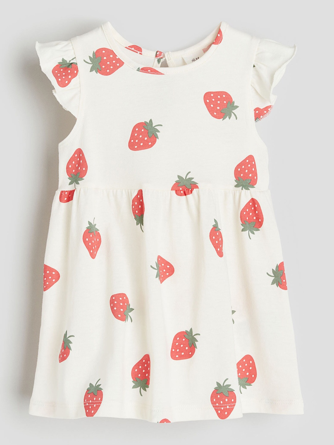 

H&M Girls Cotton Flounce-Trimmed Jersey Dress, White