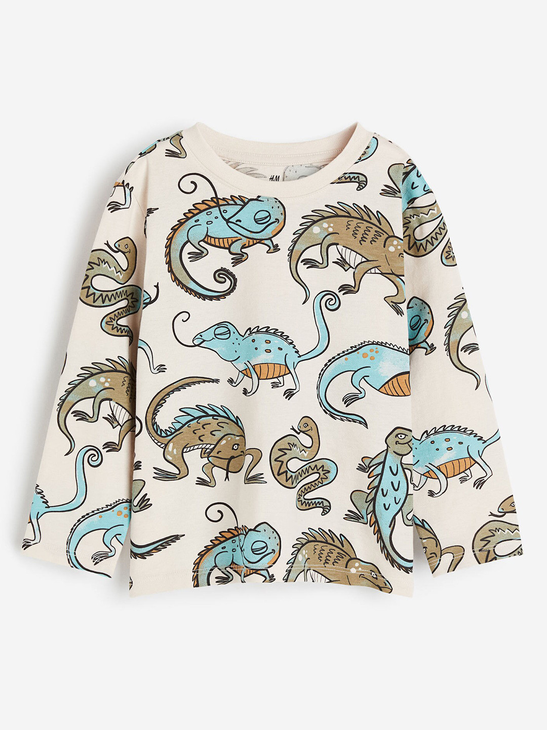 

H&M Boys Cotton Long-Sleeved T-shirt, Beige