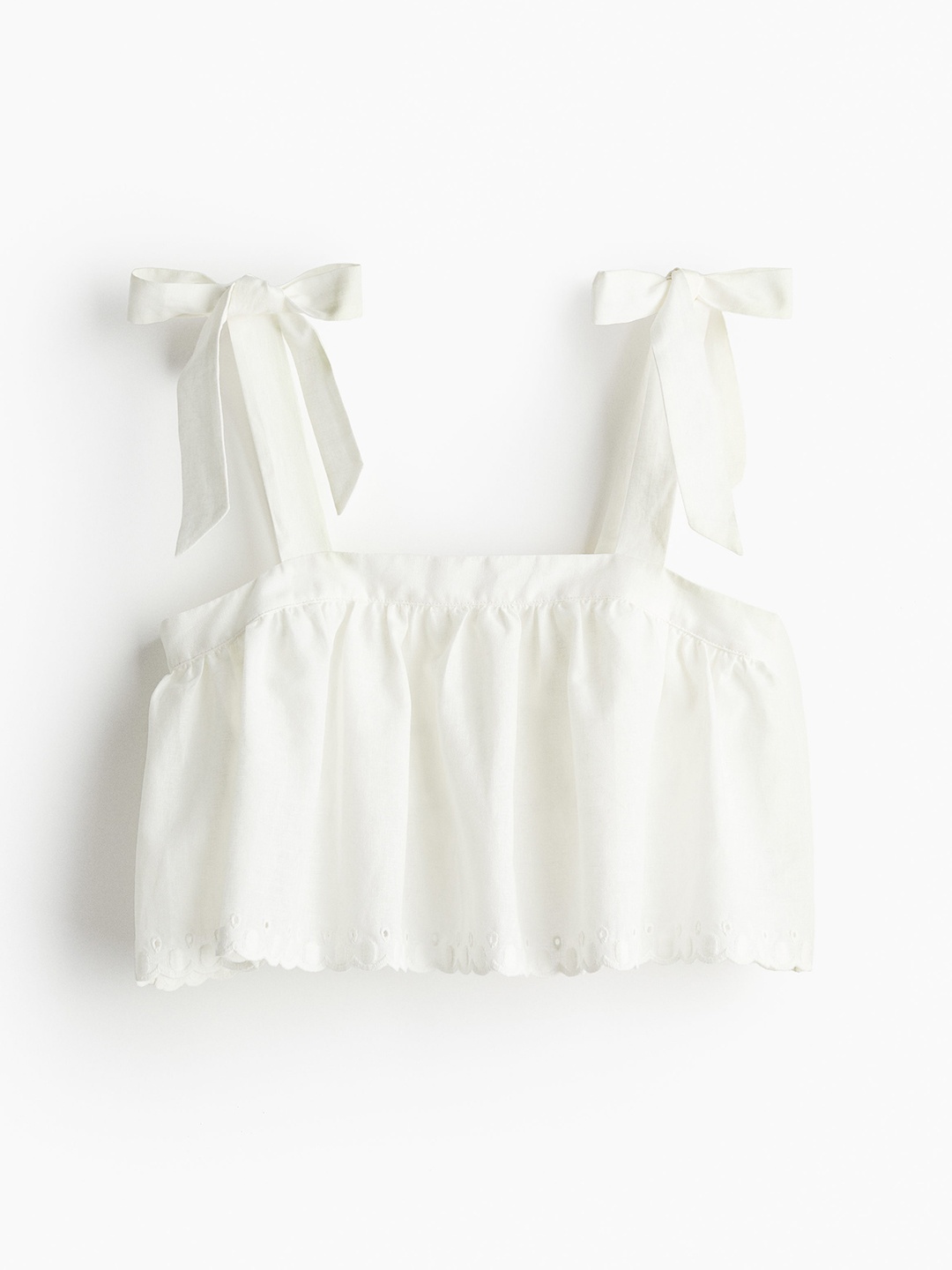 

H&M Women Linen-Blend Top, White