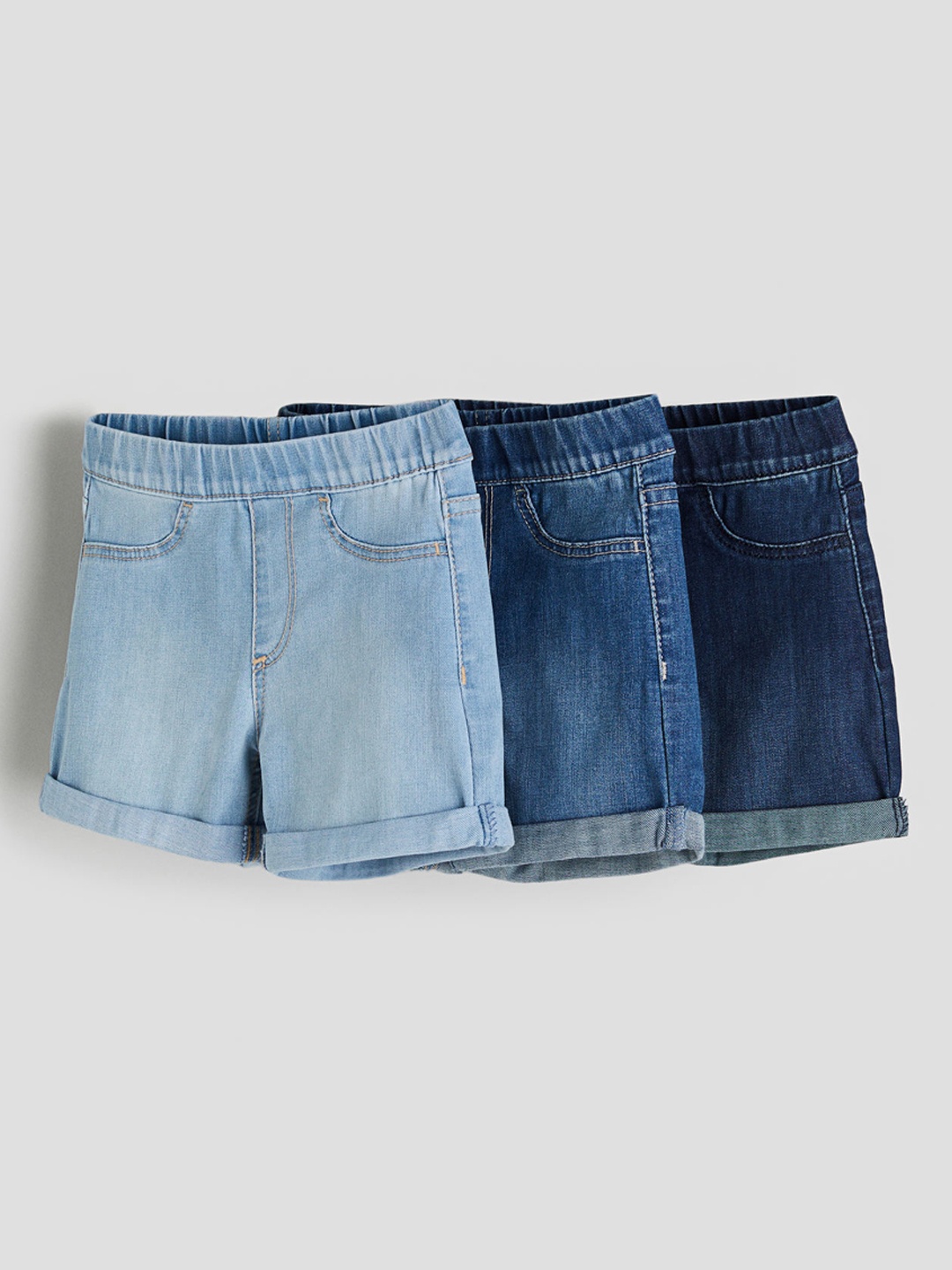 

H&M Girls 3-Pack Denim Shorts, Blue