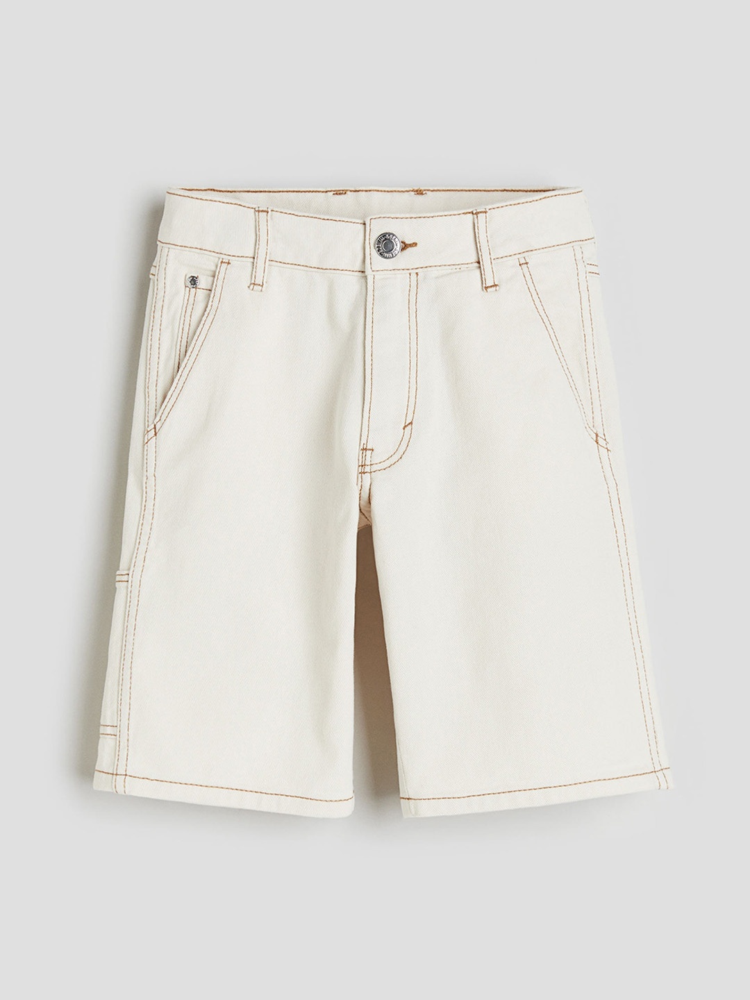 

H&M Boys Cotton Carpenter Twill Shorts, White