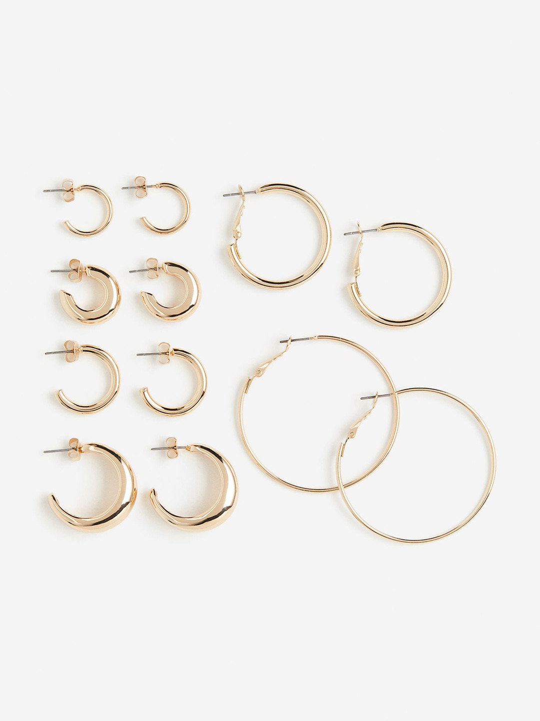 

H&M 6 Pairs Hoop Earrings, Gold