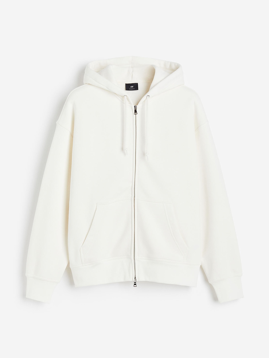 

H&M Men Oversized Fit Zip-Through Hoodie, White