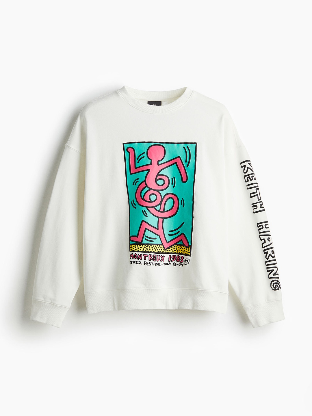 

H&M Men Pure Cotton Oversized Fit Printed Sweatshirt, White