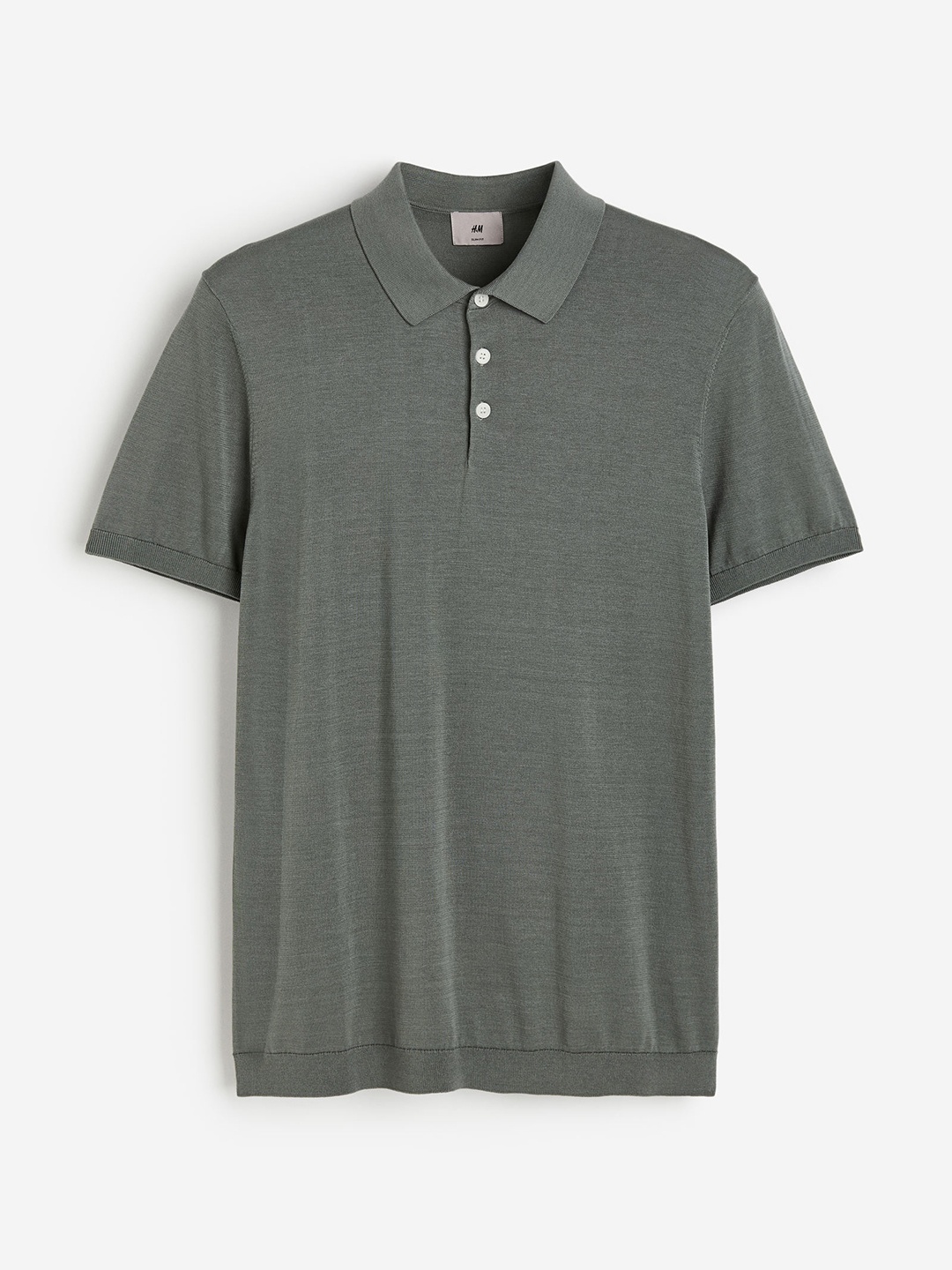 

H&M Men Slim Fit Silk-Blend Polo Shirt, Green