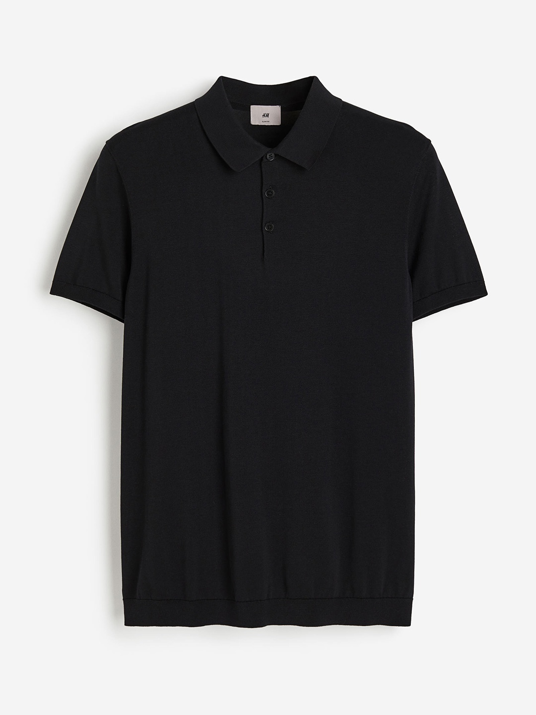 

H&M Men Slim Fit Silk-Blend Polo Shirt, Black