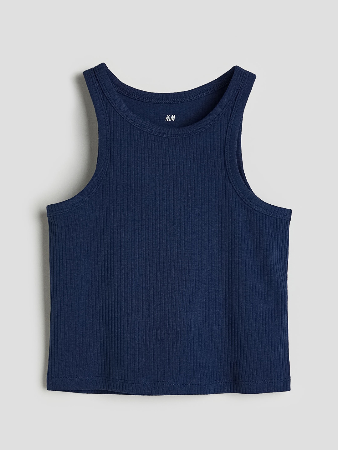 

H&M Girls Ribbed Cotton Vest Top, Navy blue