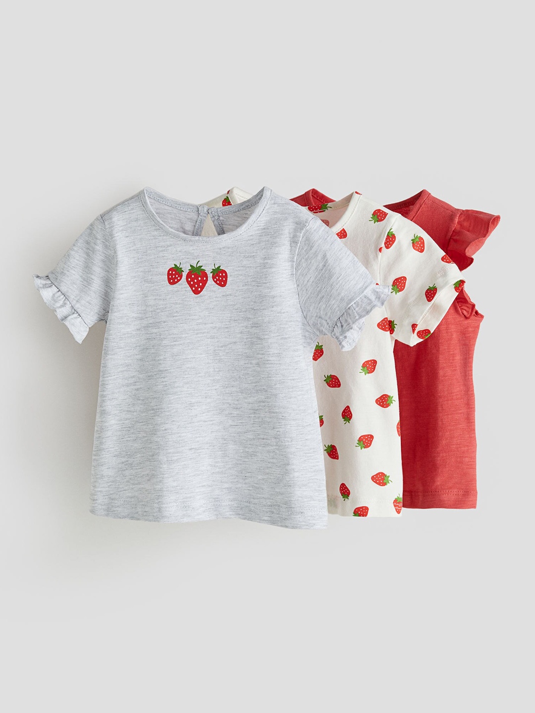 

H&M Girls 3-Pack Cotton Jersey Tops, Red