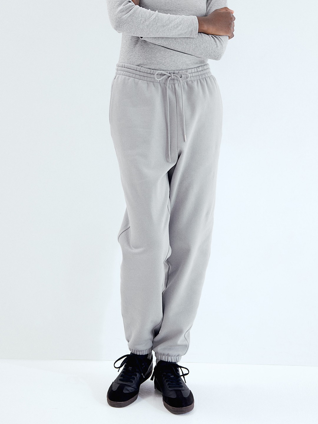 

H&M Women Cotton-Blend Sweatpants, Grey