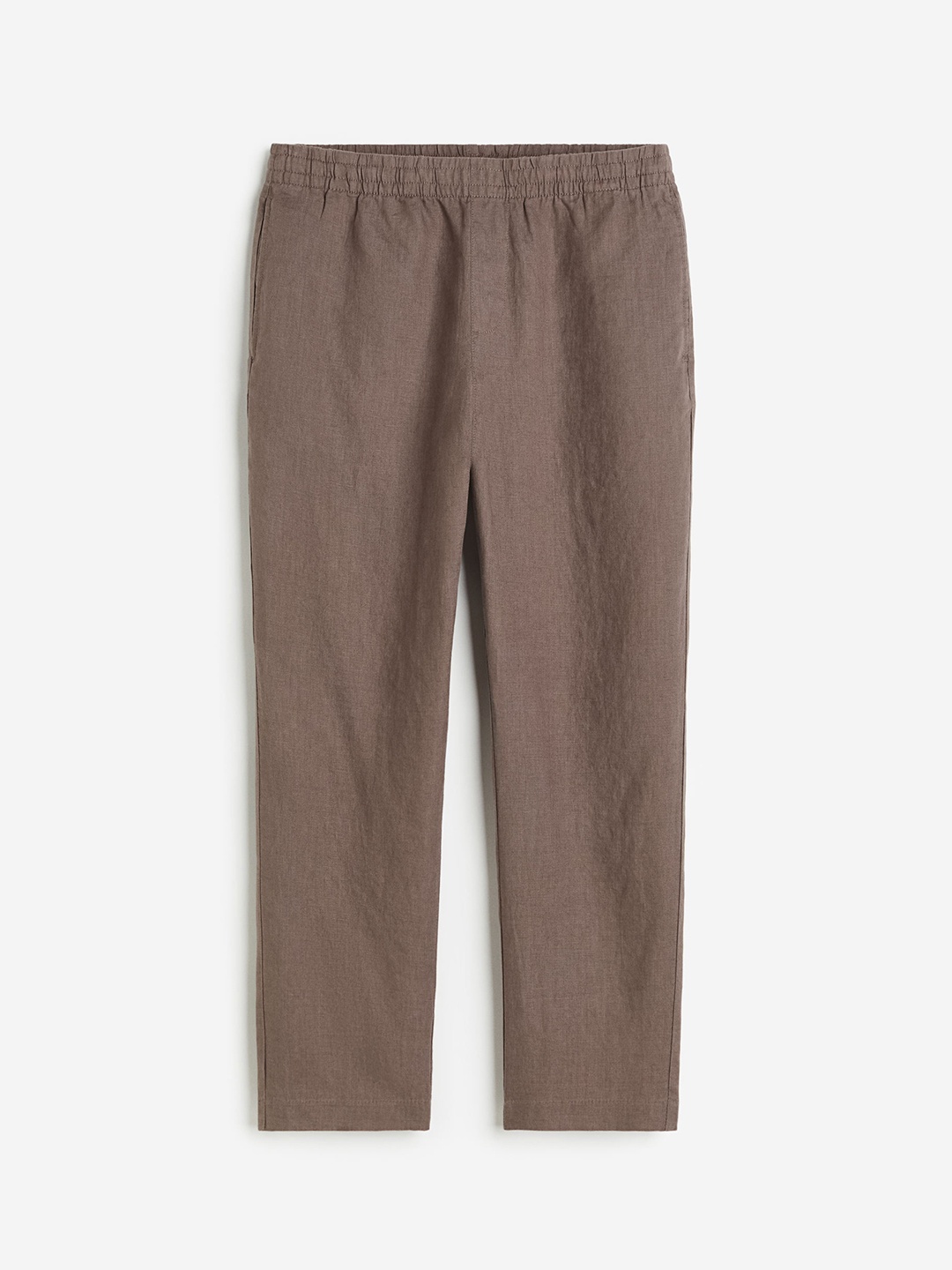 

H&M Men Regular Fit Linen Trousers, Beige