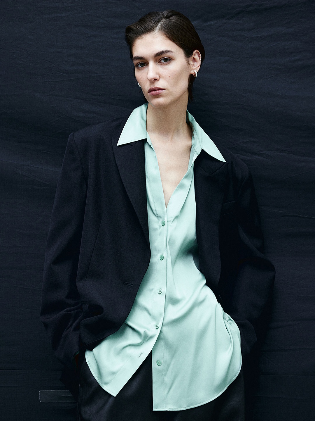 

H&M V-Neck Blouse, Green