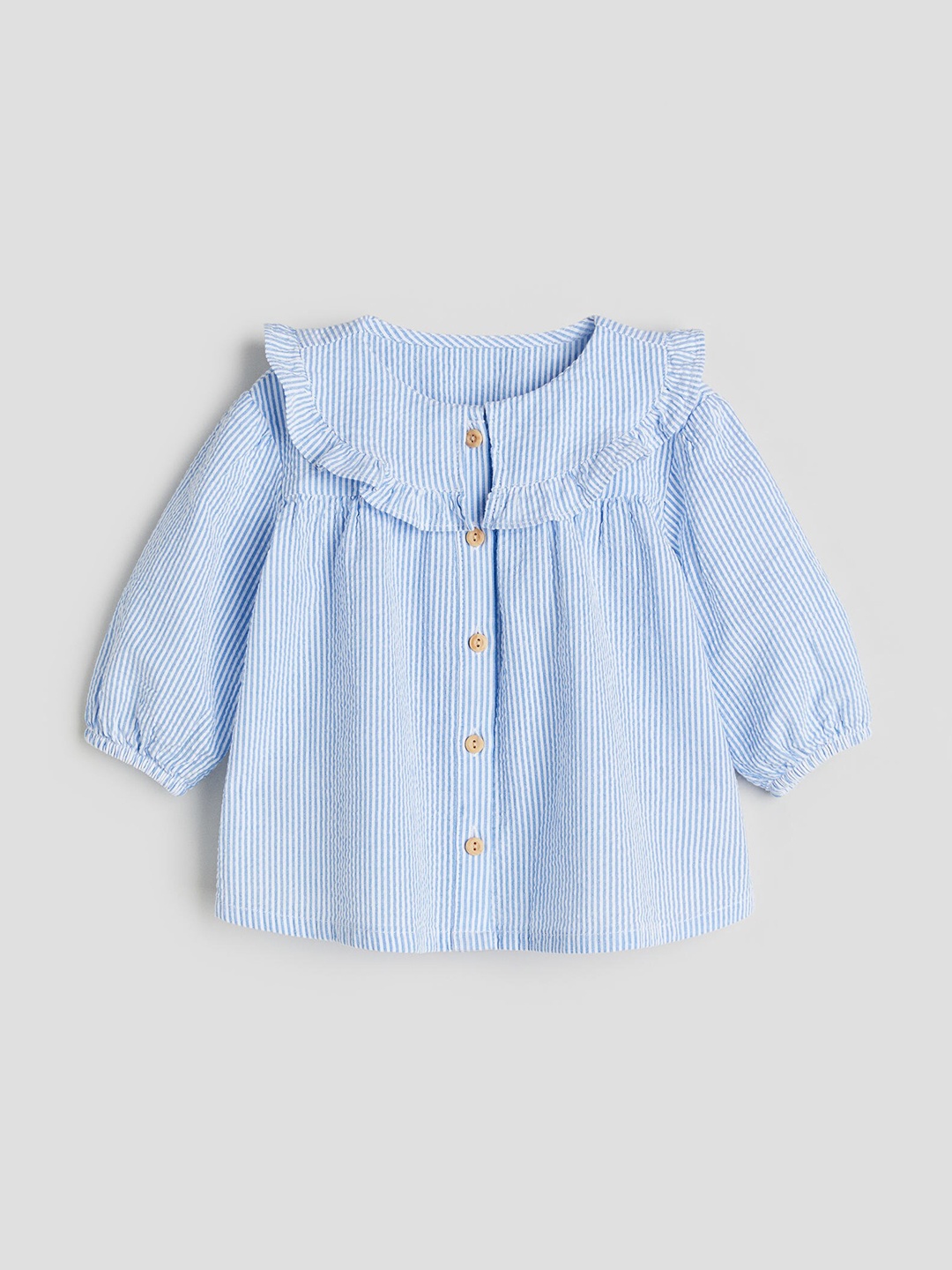

H&M Girls Collared Cotton Blouse, Blue