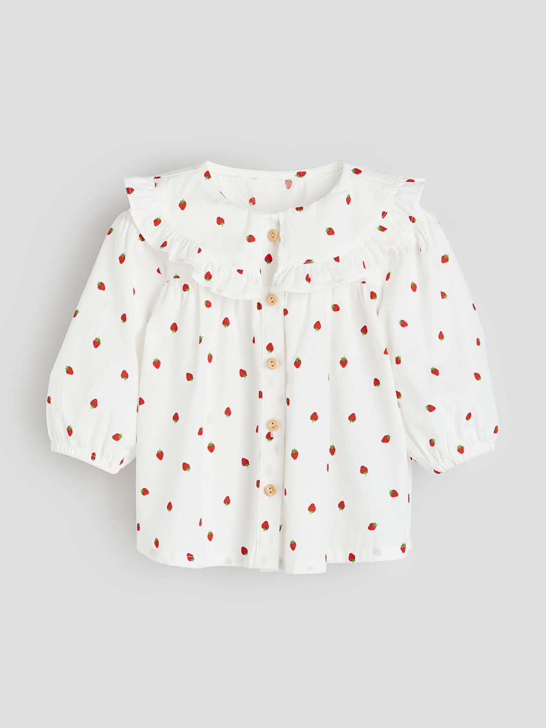 

H&M Girls Collared Cotton Blouse, White