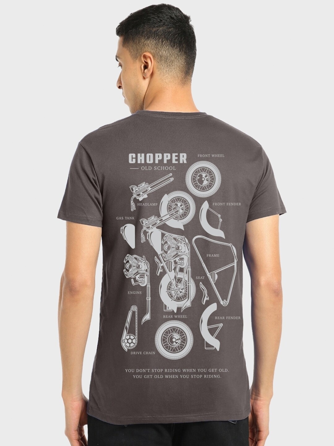 

Bewakoof Old School Graphic Printed Cotton T-shirt, Grey