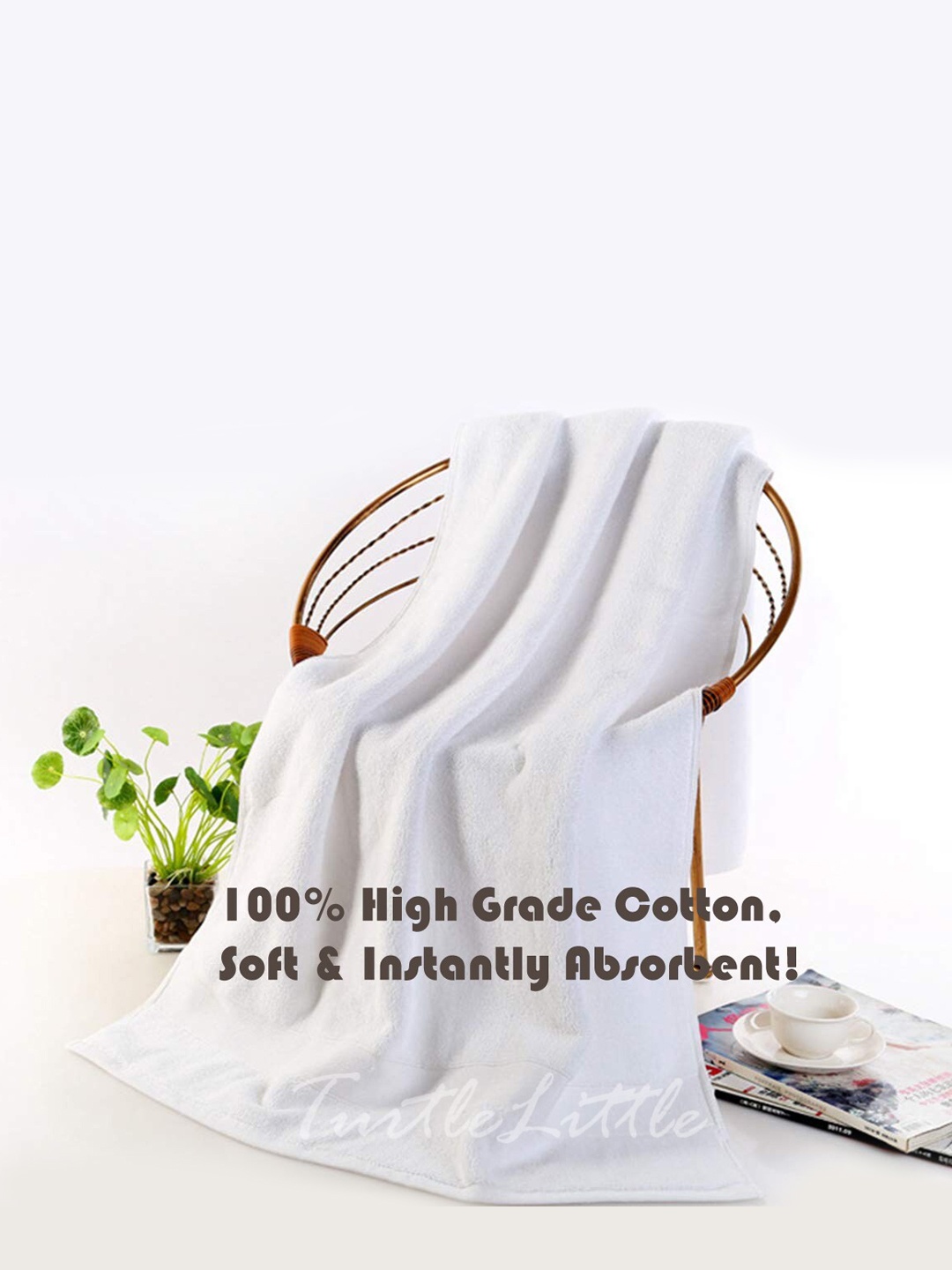 

TurtleLittle Kids White & Red Printed 500 GSM Bath Towel