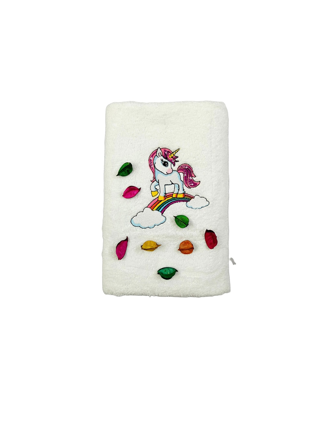 

TurtleLittle Kids White & Pink Printed 500 GSM Bath Towel