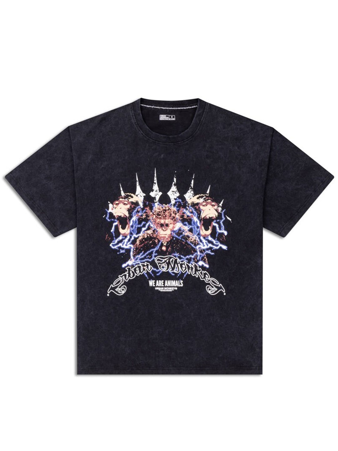 

Urban Monkey Graphic Printed Oversized Cotton T-shirt, Black
