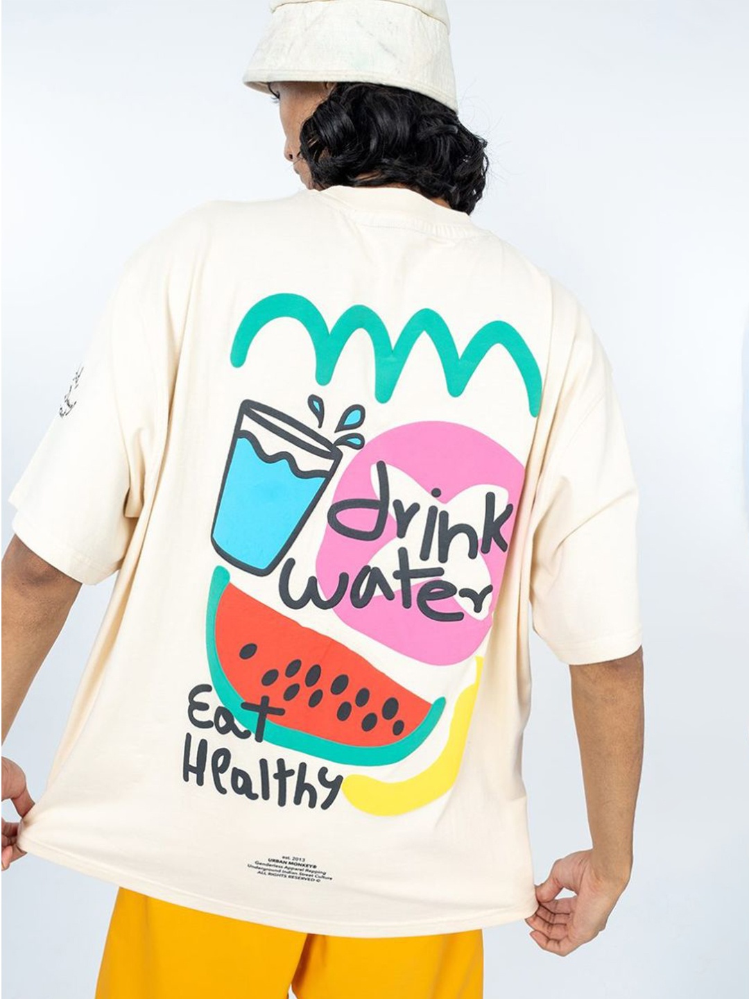 

Urban Monkey Printed Oversized Cotton T-shirt, Off white