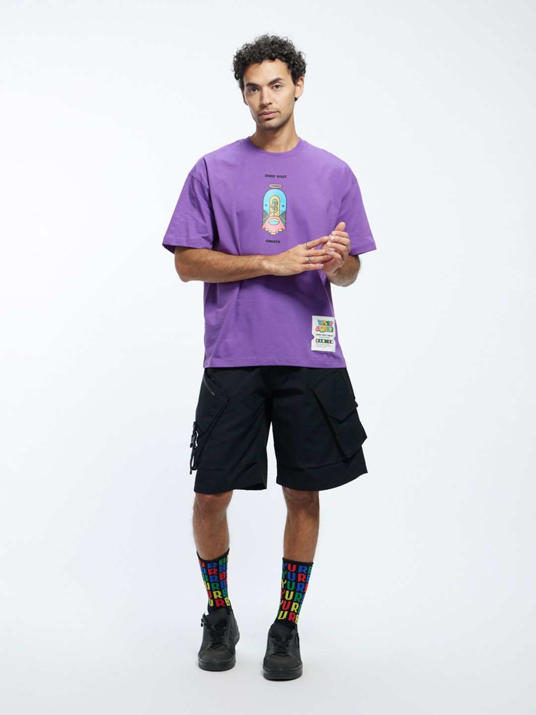 

Urban Monkey Printed Oversized Cotton T-shirt, Purple