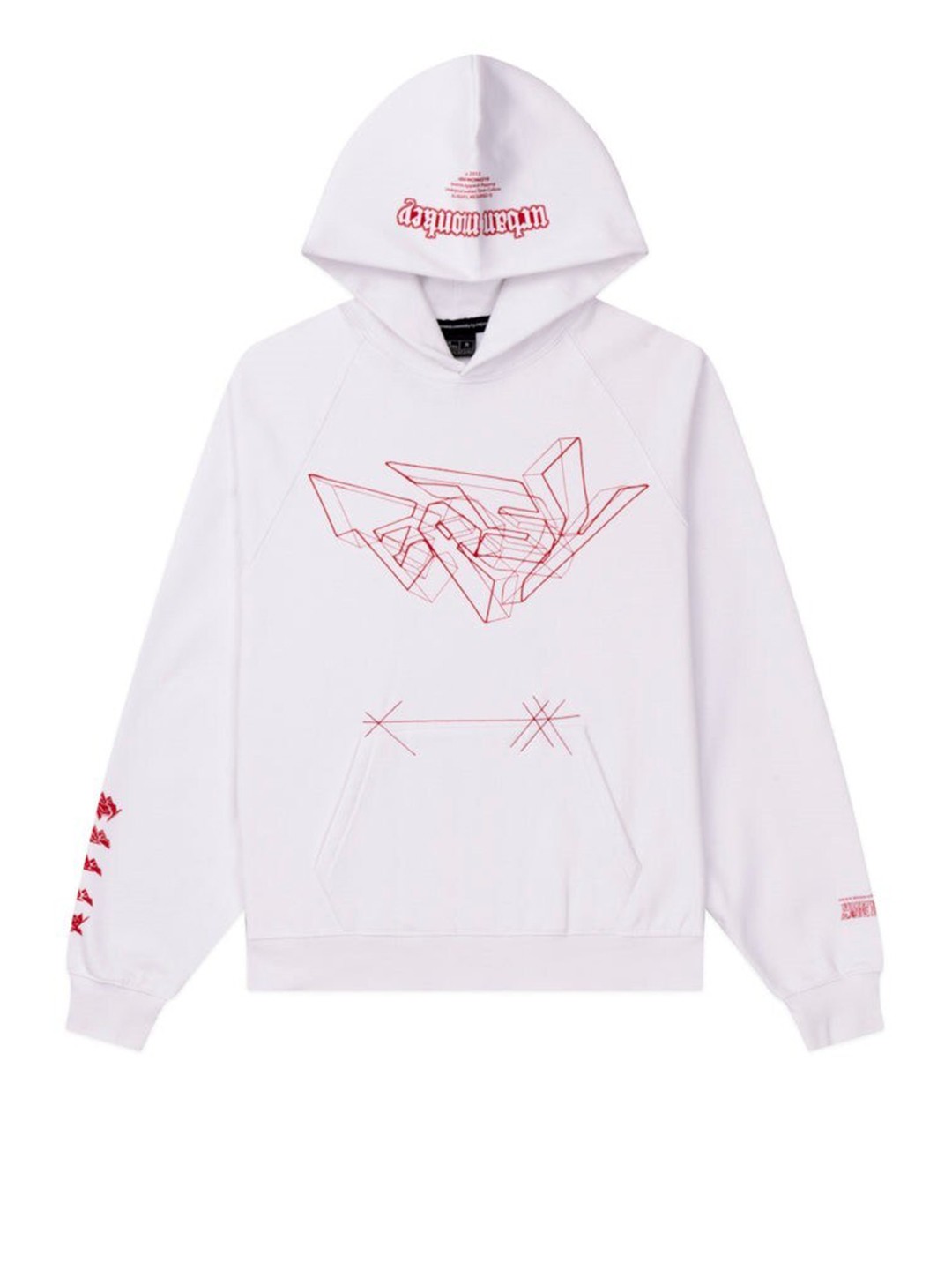 

Urban Monkey Unisex Printed Hooded Long Sleeves Fleece Pullover Sweatshirt, White