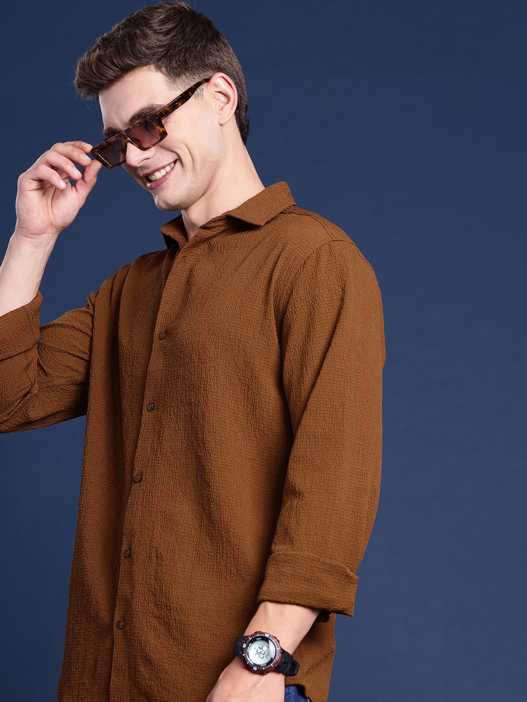

Mast & Harbour Men Casual Shirt, Brown