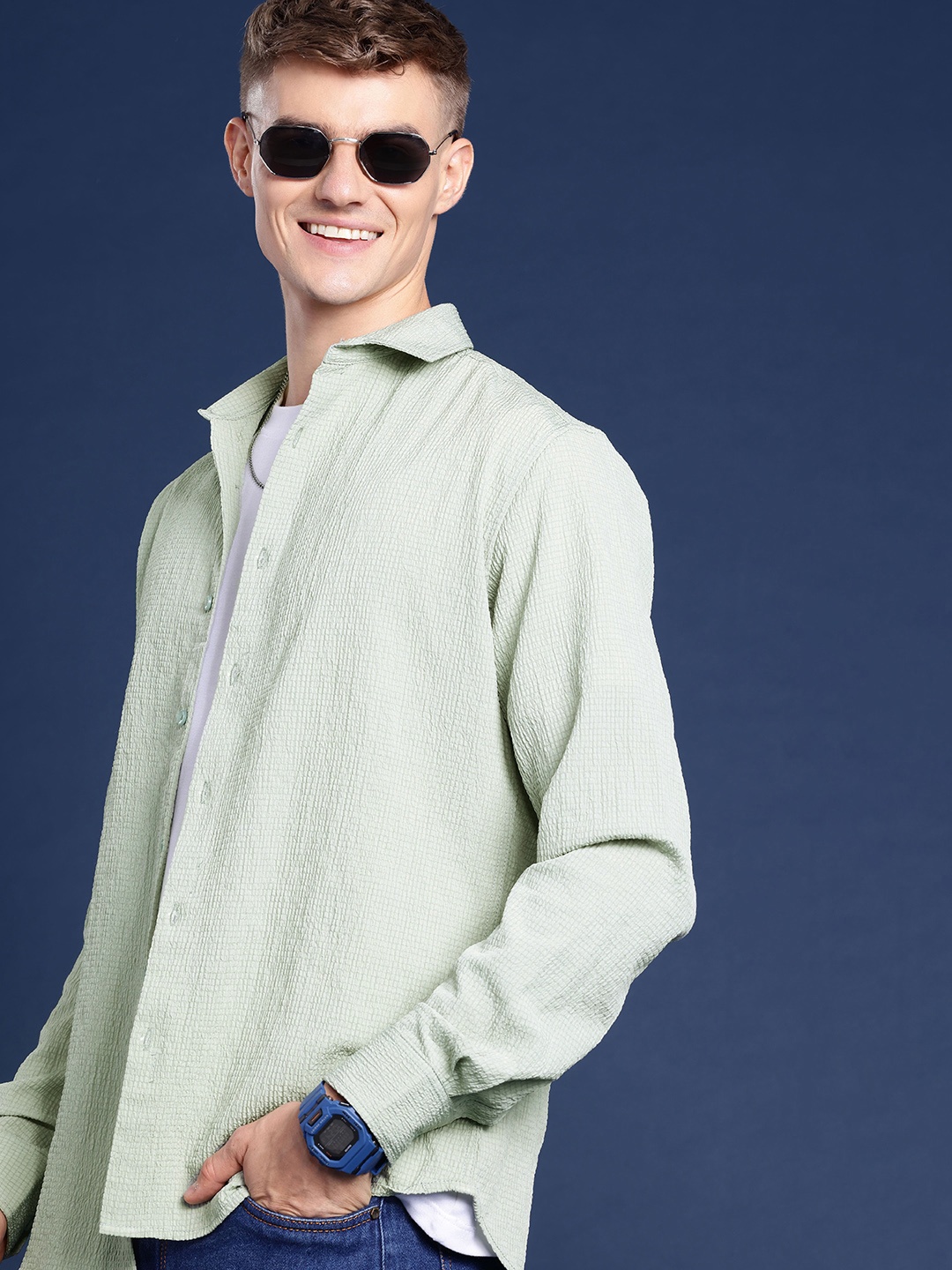 

Mast & Harbour Men Casual Shirt, Green