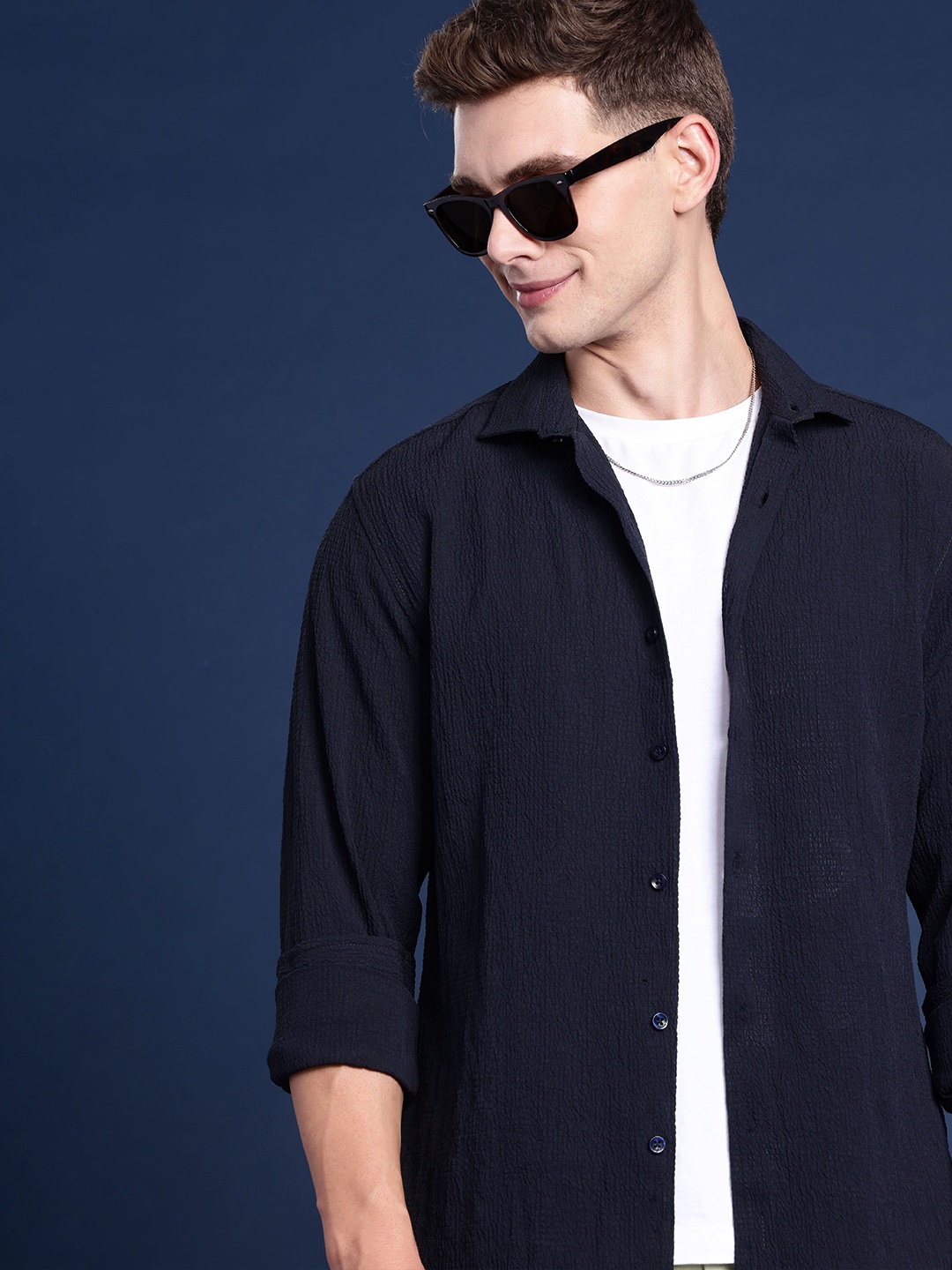 

Mast & Harbour Men Casual Shirt, Navy blue