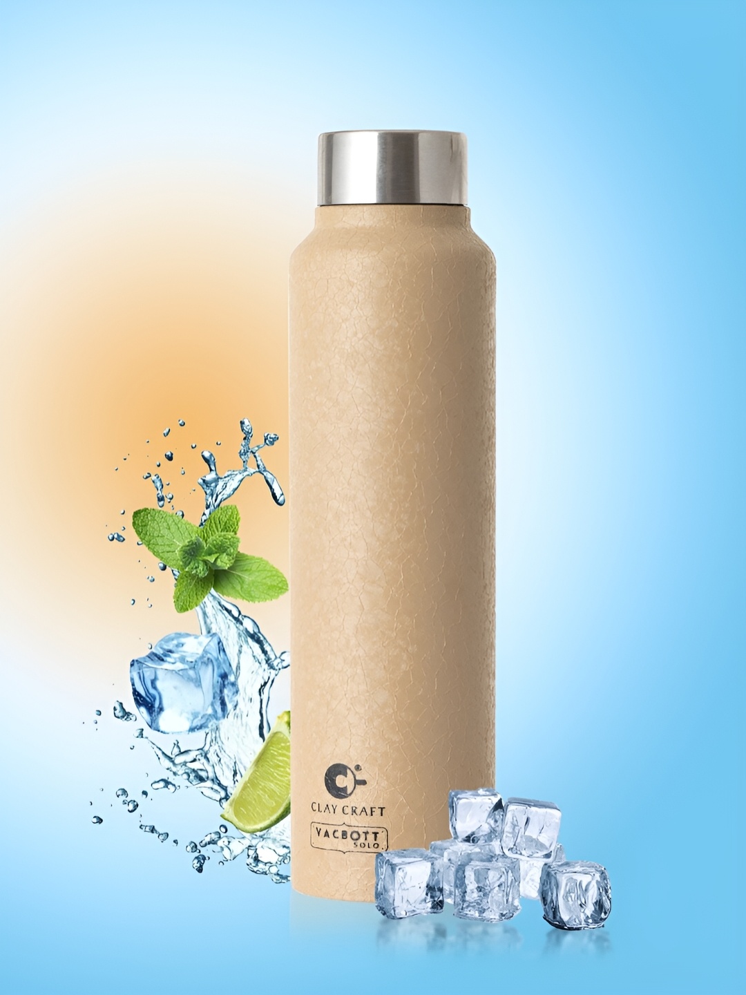 

Clay Craft Vacbott Tetra 1000Ml Single-Wall Stainless Steel BIS Approved Water Bottle, Brown