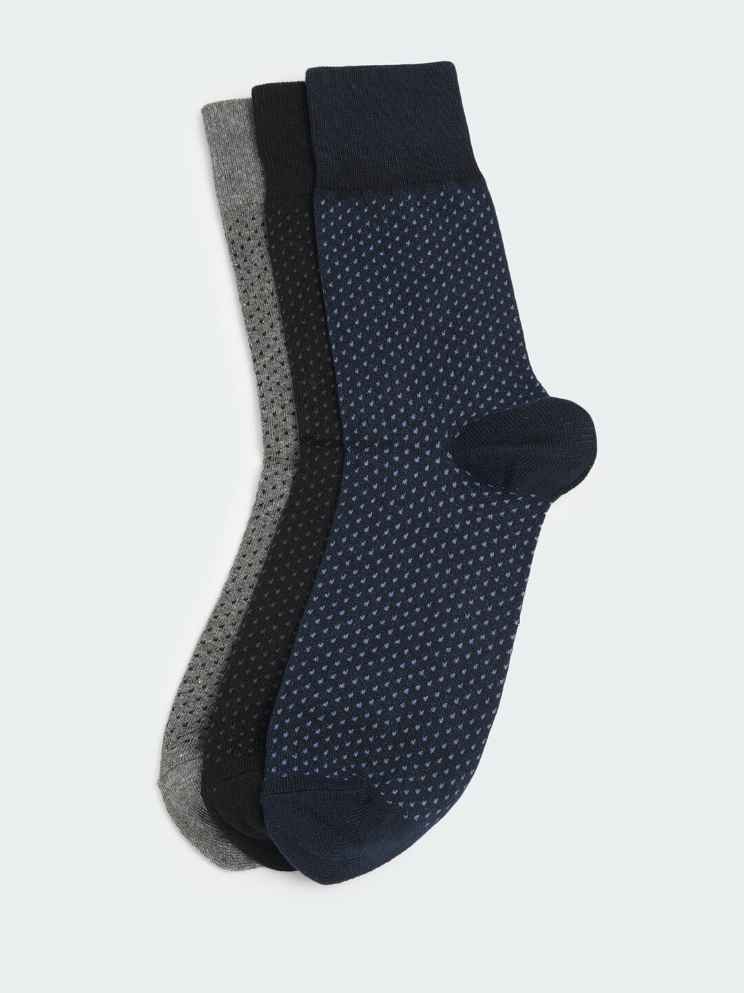 

max Men Pack Of 3 Patterned Ankle Length Socks, Grey