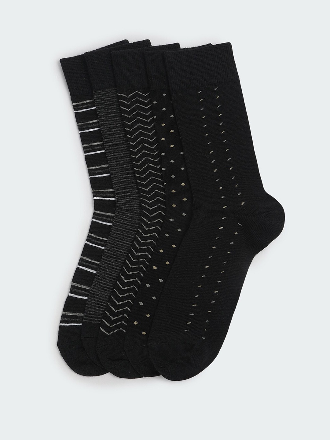 

max Men Pack Of 5 Patterned Ankle Length Socks, Black