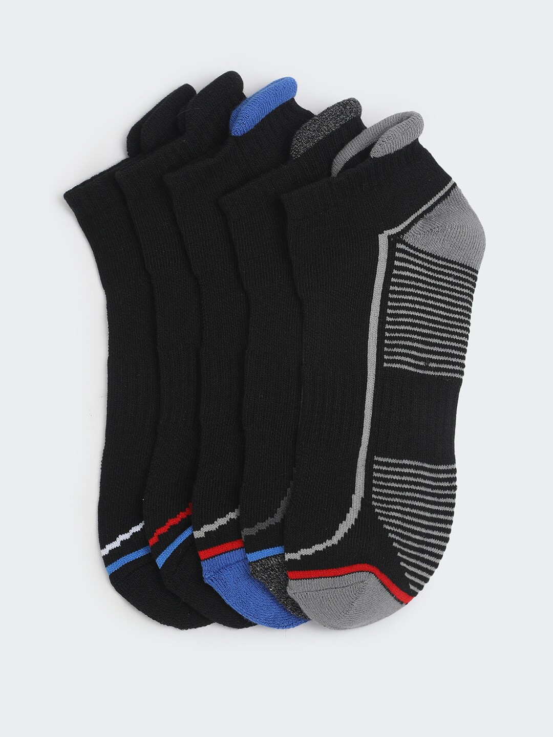 

max Men Pack Of 5 Patterned Ankle Length Socks, Black