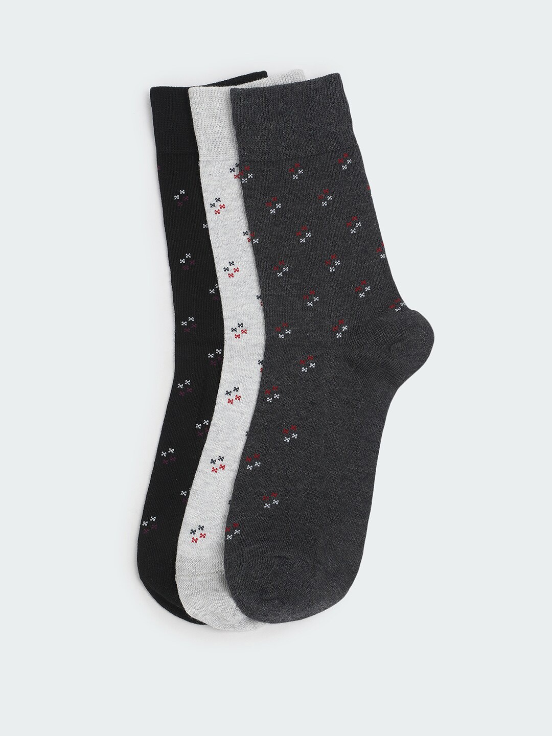 

max Men Pack Of 3 Patterned Ankle Length Socks, Grey