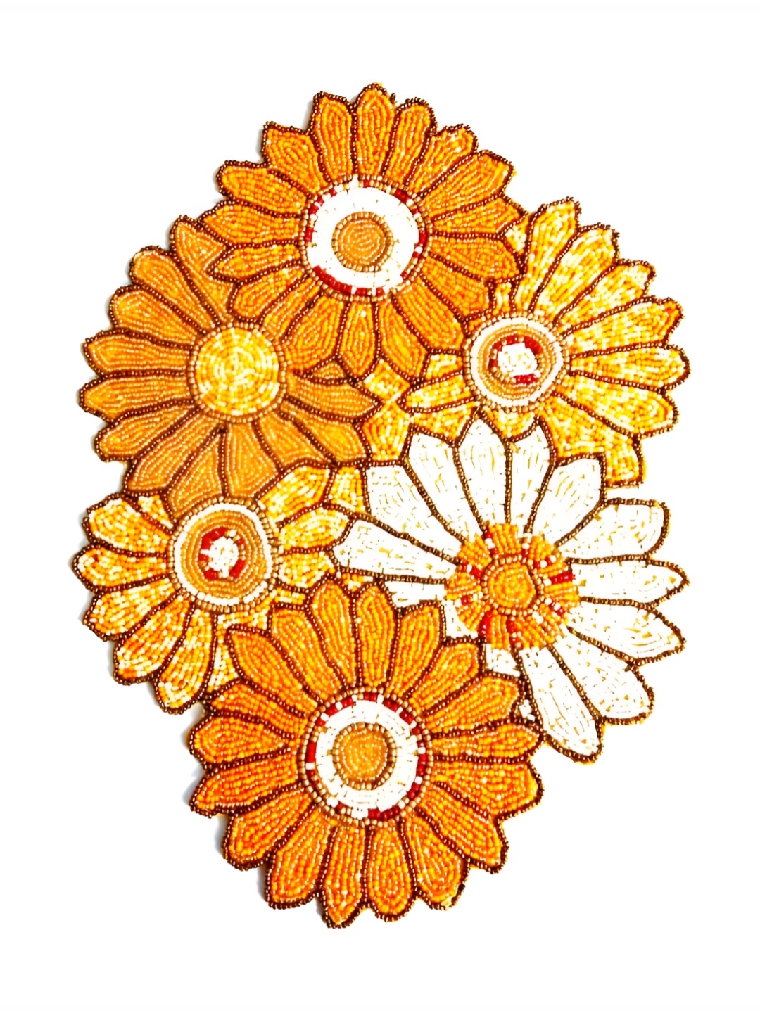 

YWULY Yellow & White Floral Embellished Round Beaded Dining Table Placemat
