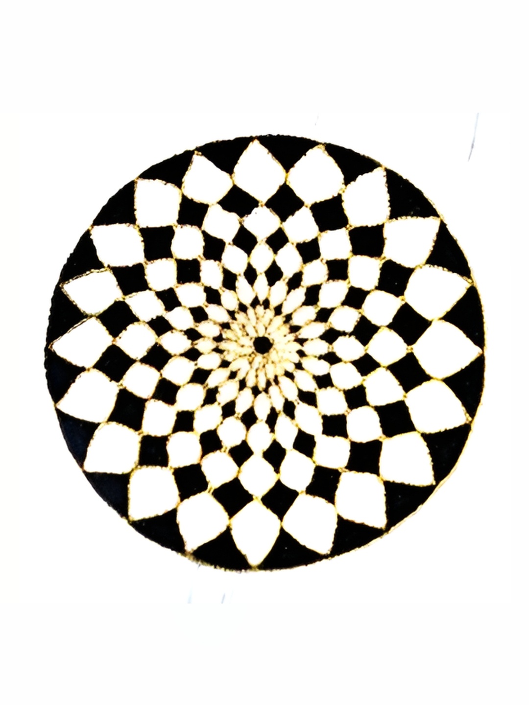 

YWULY Black & White Embellished Glass-Beaded Round Dining Table Placemat