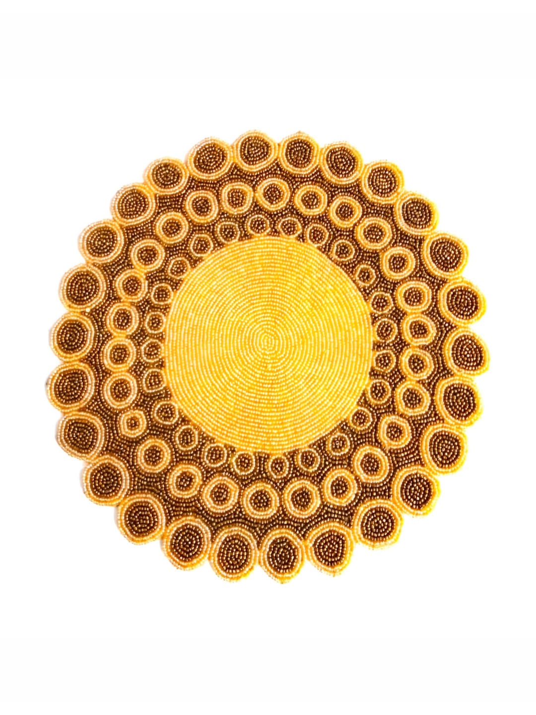 

YWULY Yellow Embellished Glass-Beaded Round Dining Table Placemat
