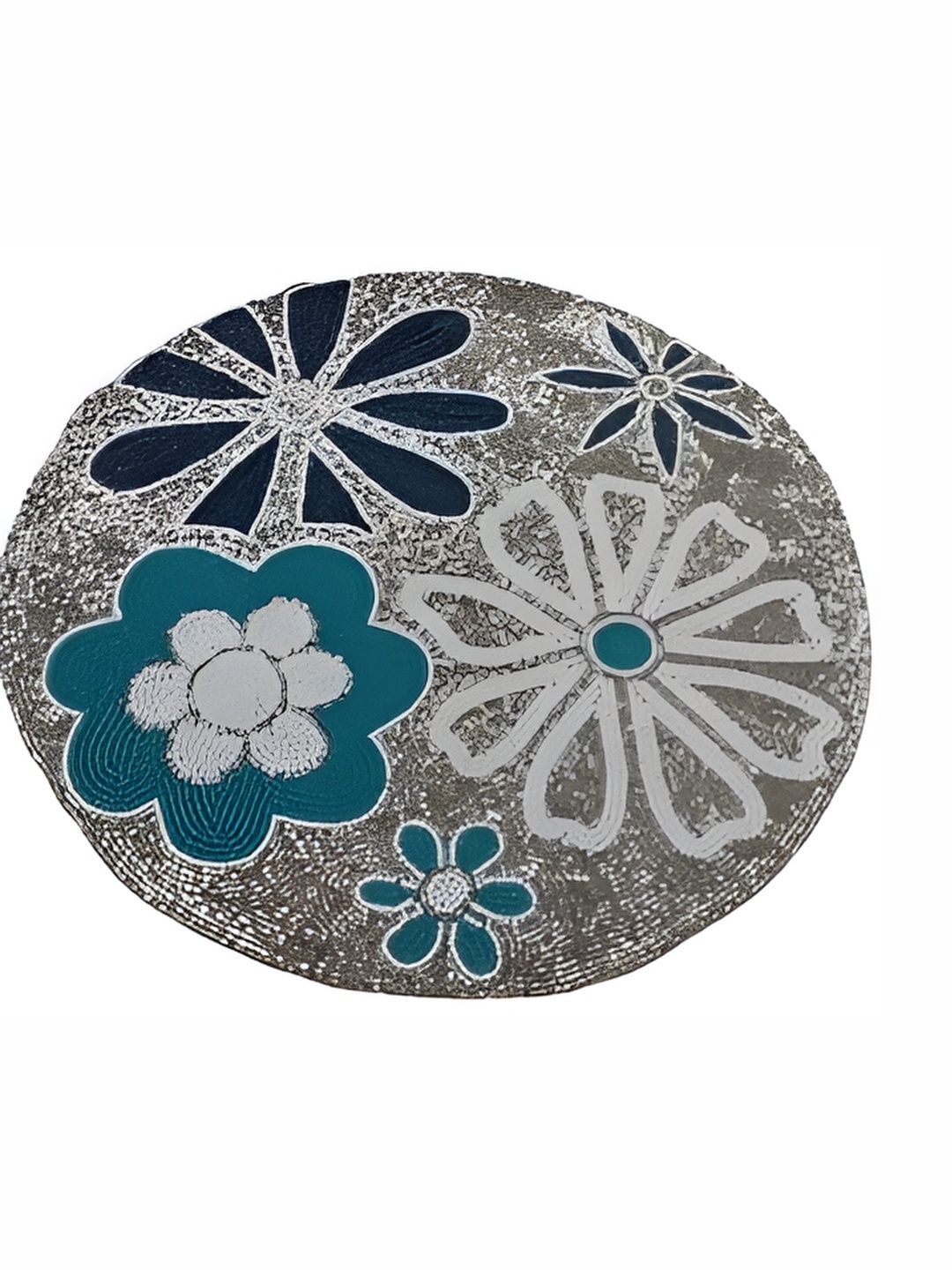 

YWULY Grey & Blue Embellished Glass-Beaded Round Dining Table Placemat