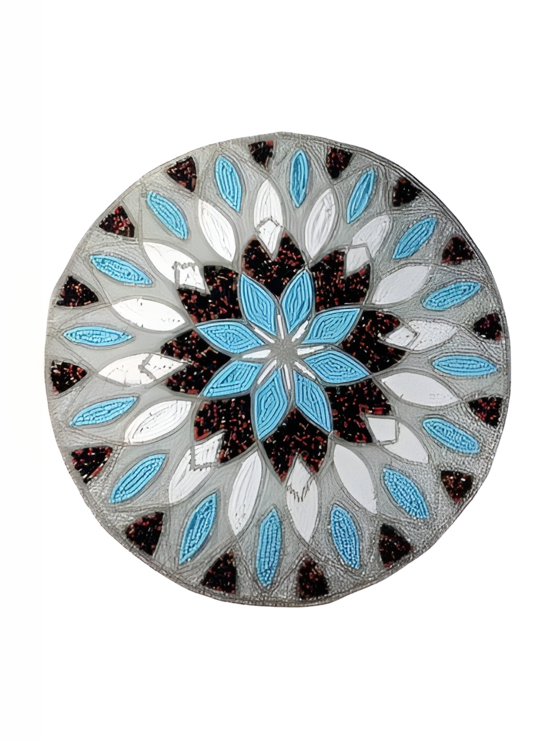 

YWULY Blue & Black Embellished Glass-Beaded Round Dining Table Placemat