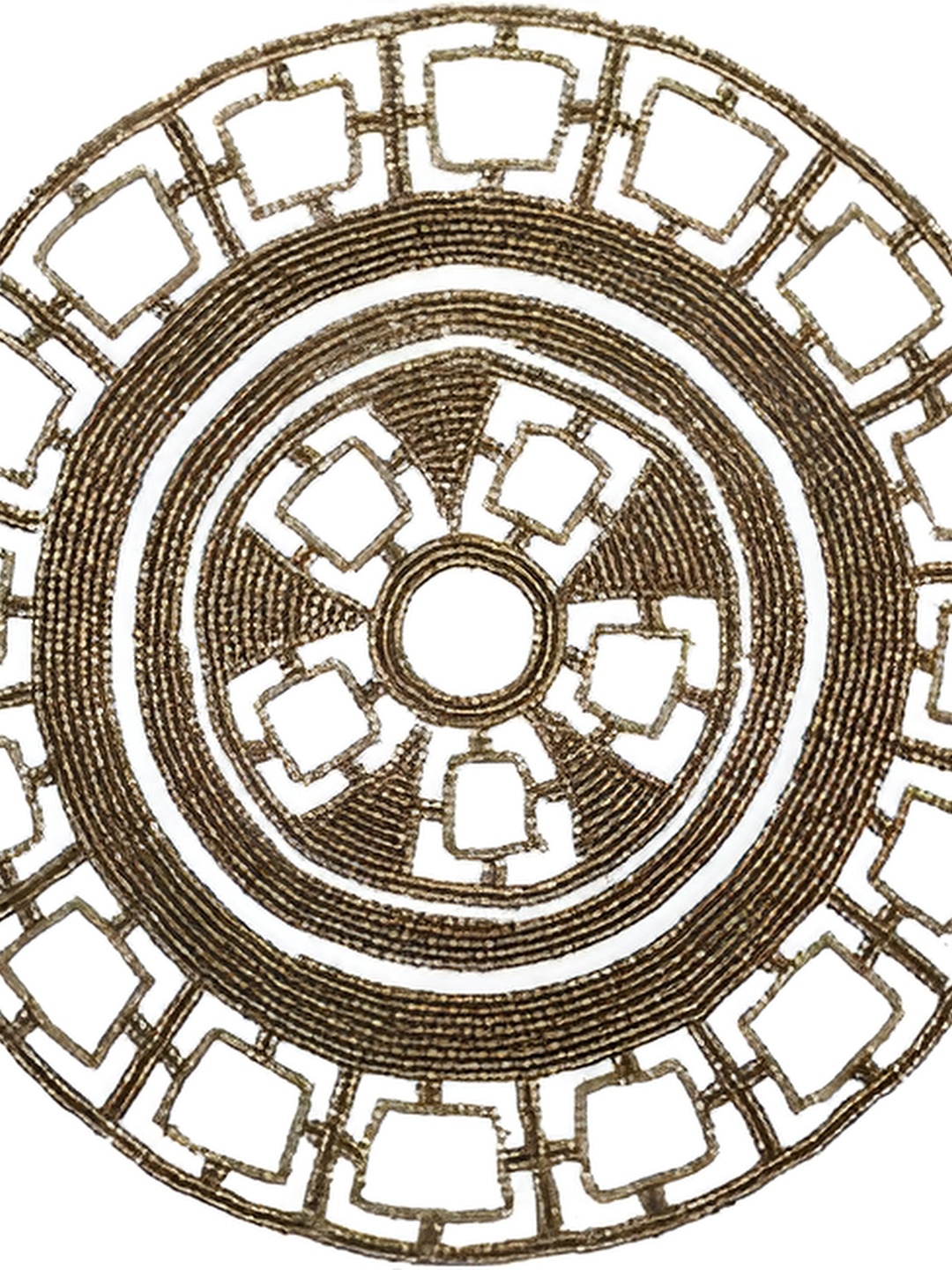 

YWULY White Embellished Glass-Beaded Round Dining Table Placemat