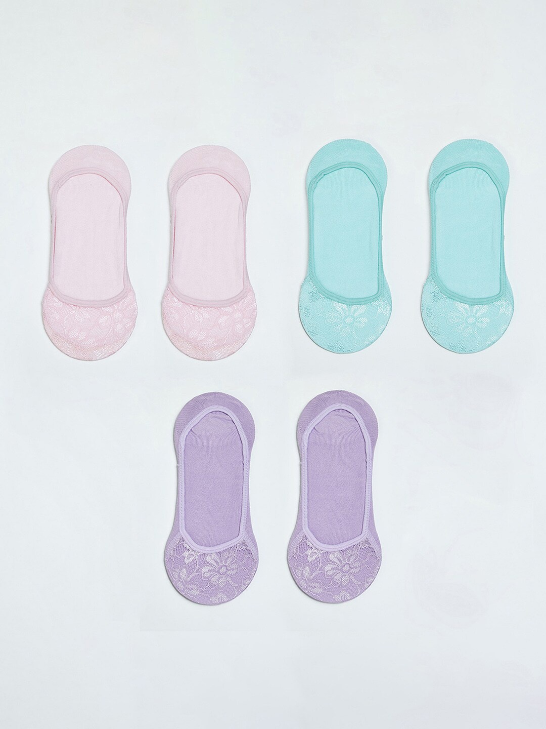 

max Women Pack Of 3 Patterned Shoe Liner Socks, Pink