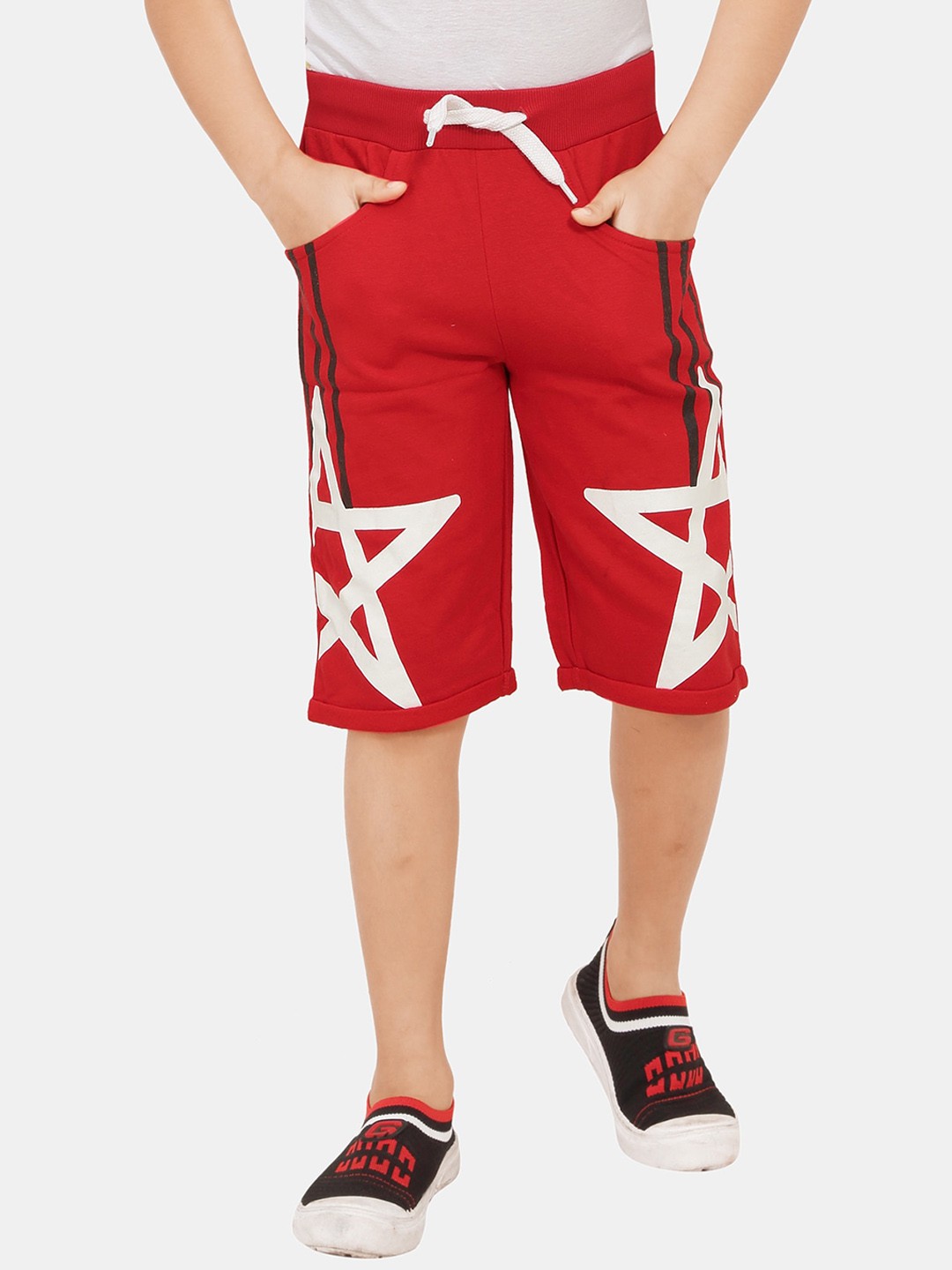 

BAESD Boys Geometric Printed Antimicrobial Pure Cotton Shorts, Red