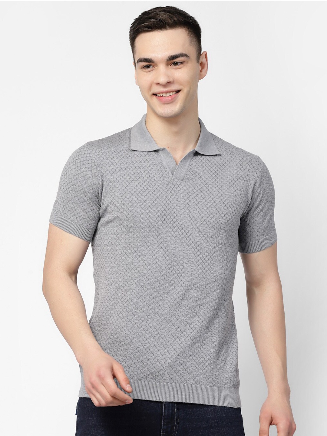 

Kalt Men Polo Collar Pockets T-shirt, Grey