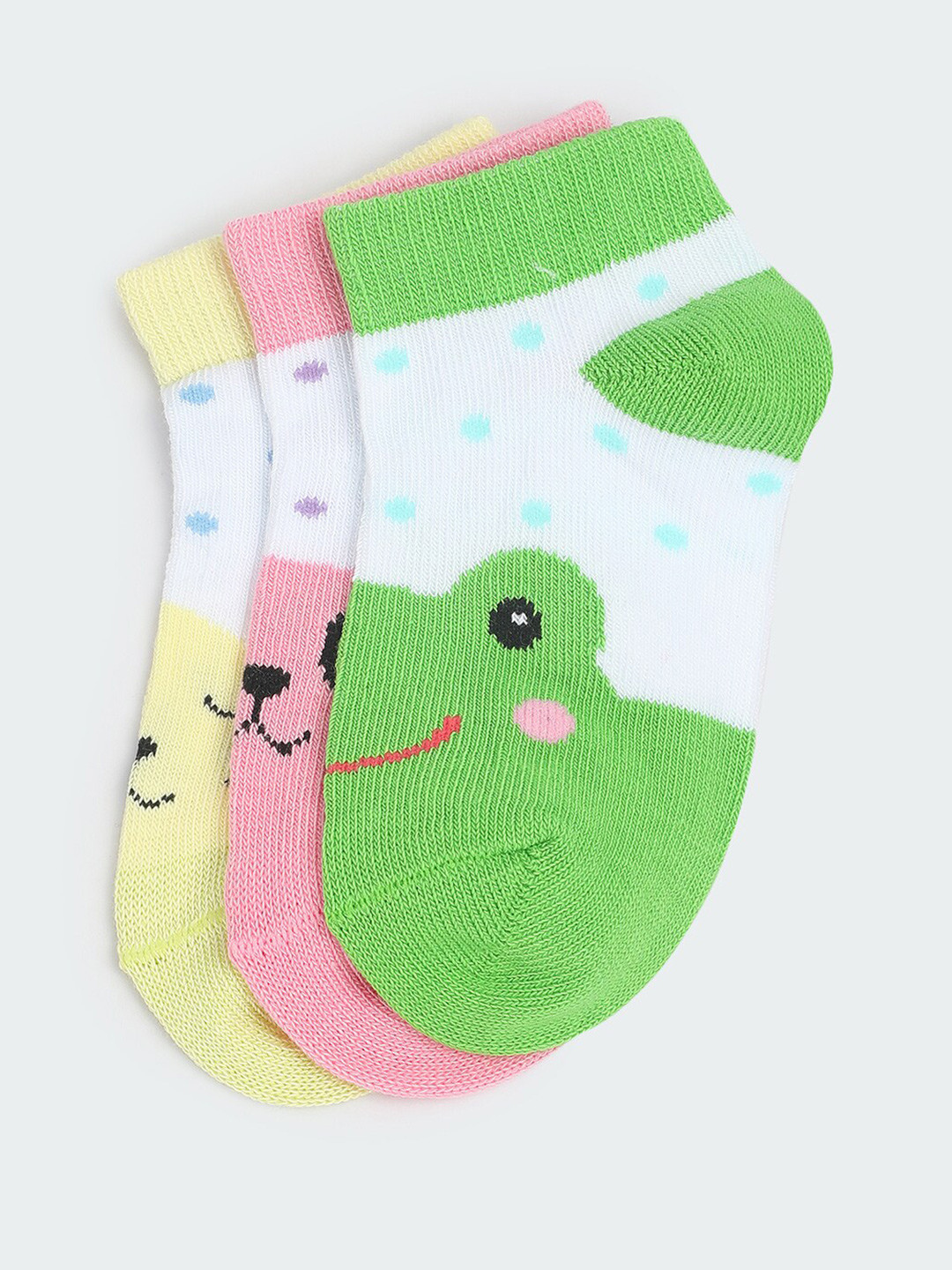 

max Girls Pack Of 3 Patterned Ankle Length Socks, Green