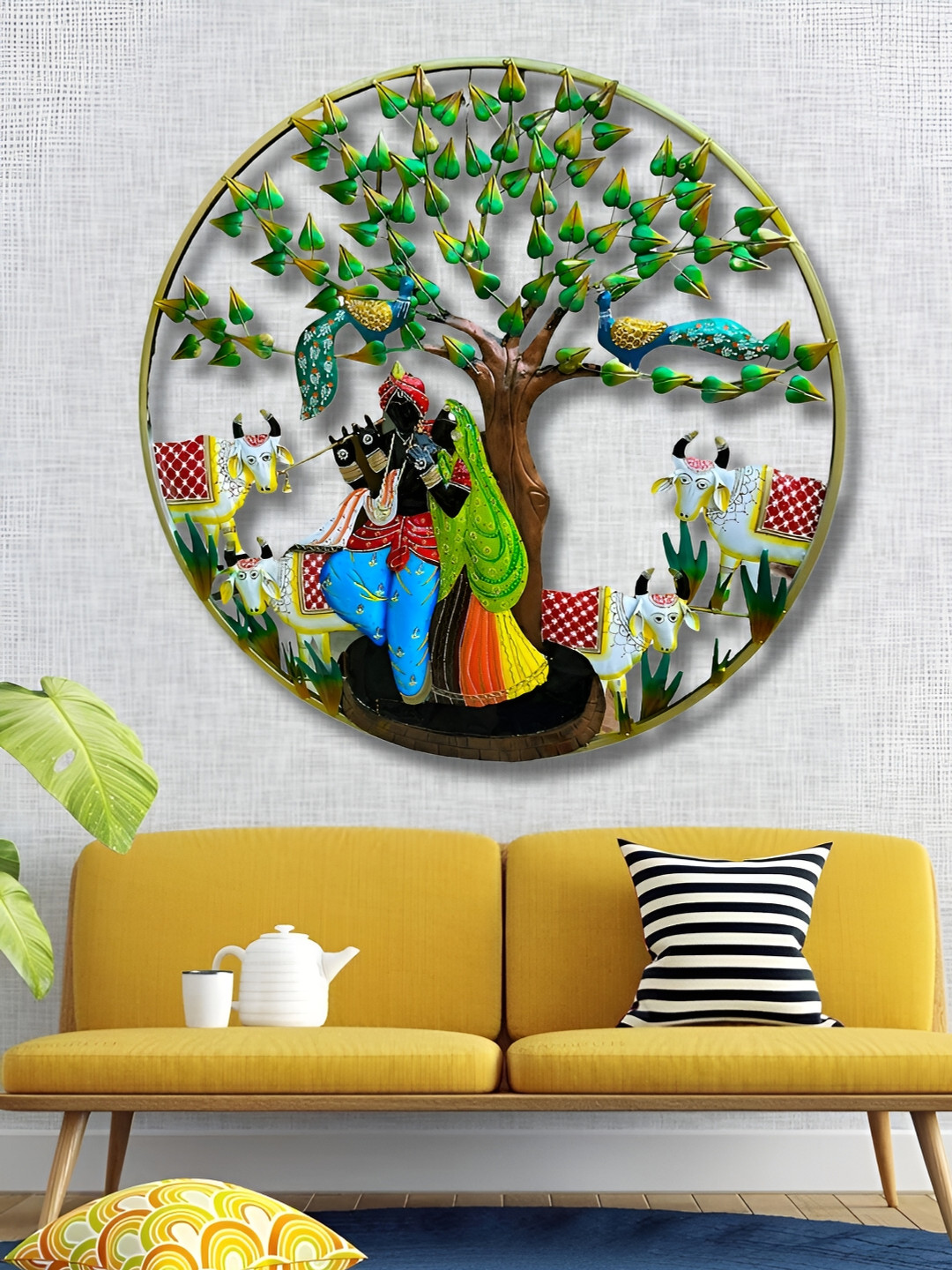 

PRANJALS HOUSE Green & Brown Spiritual Wall Decor With Led