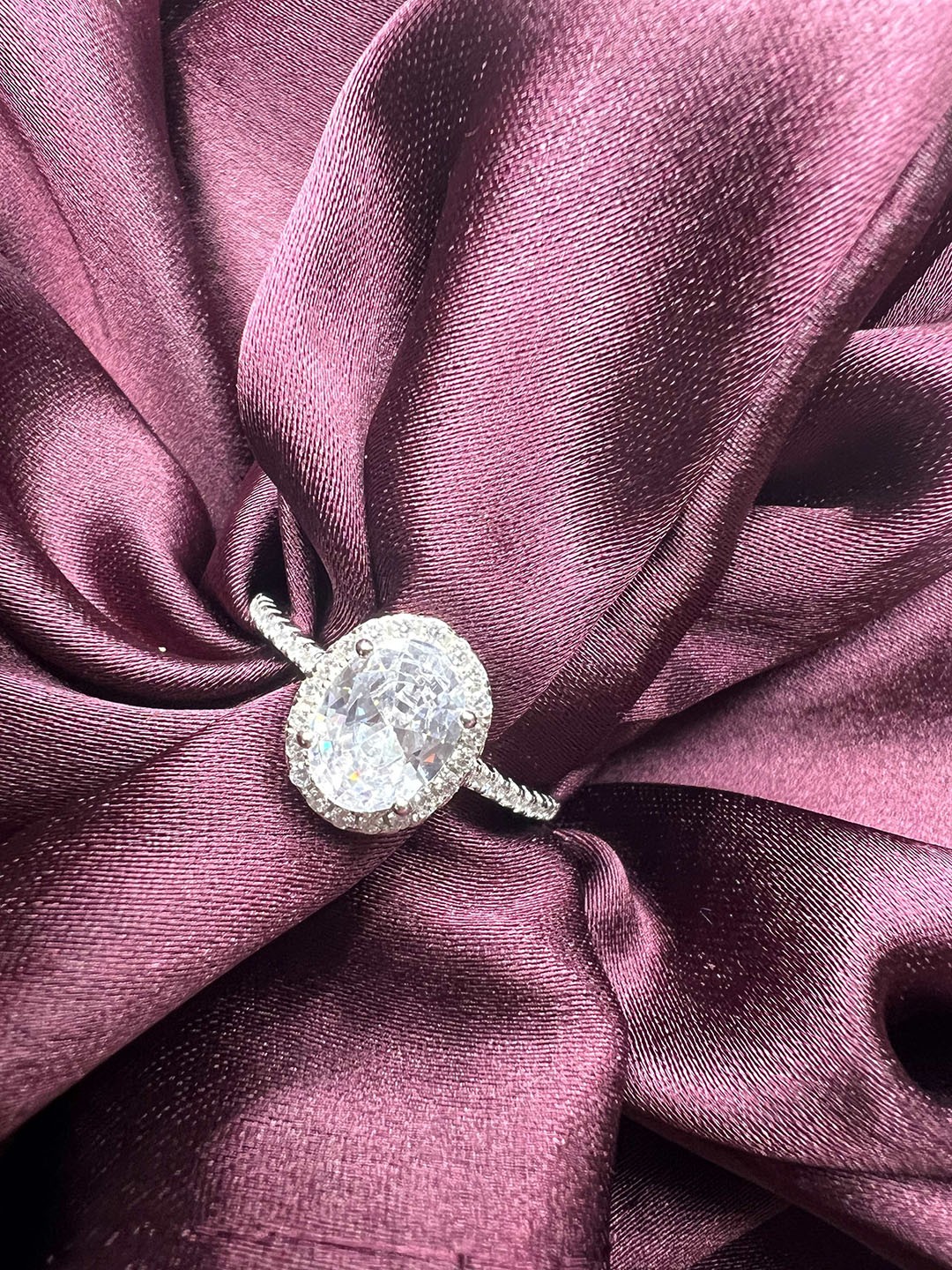 

Arte Jewels 92.5 Sterling Silver Solitaire CZ Studded Ring
