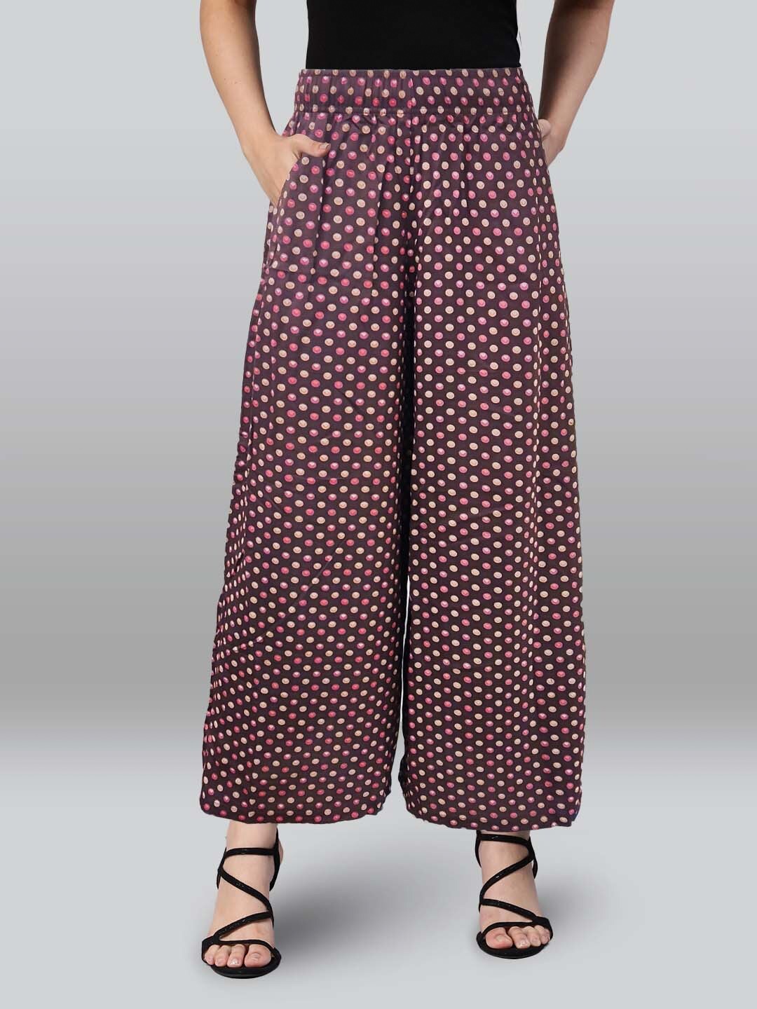 

LYRA Abstract Printed Wide Leg Palazzos, Maroon